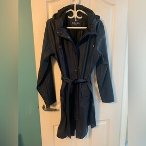 RAINS Women's Navy Hooded Rain Jacket